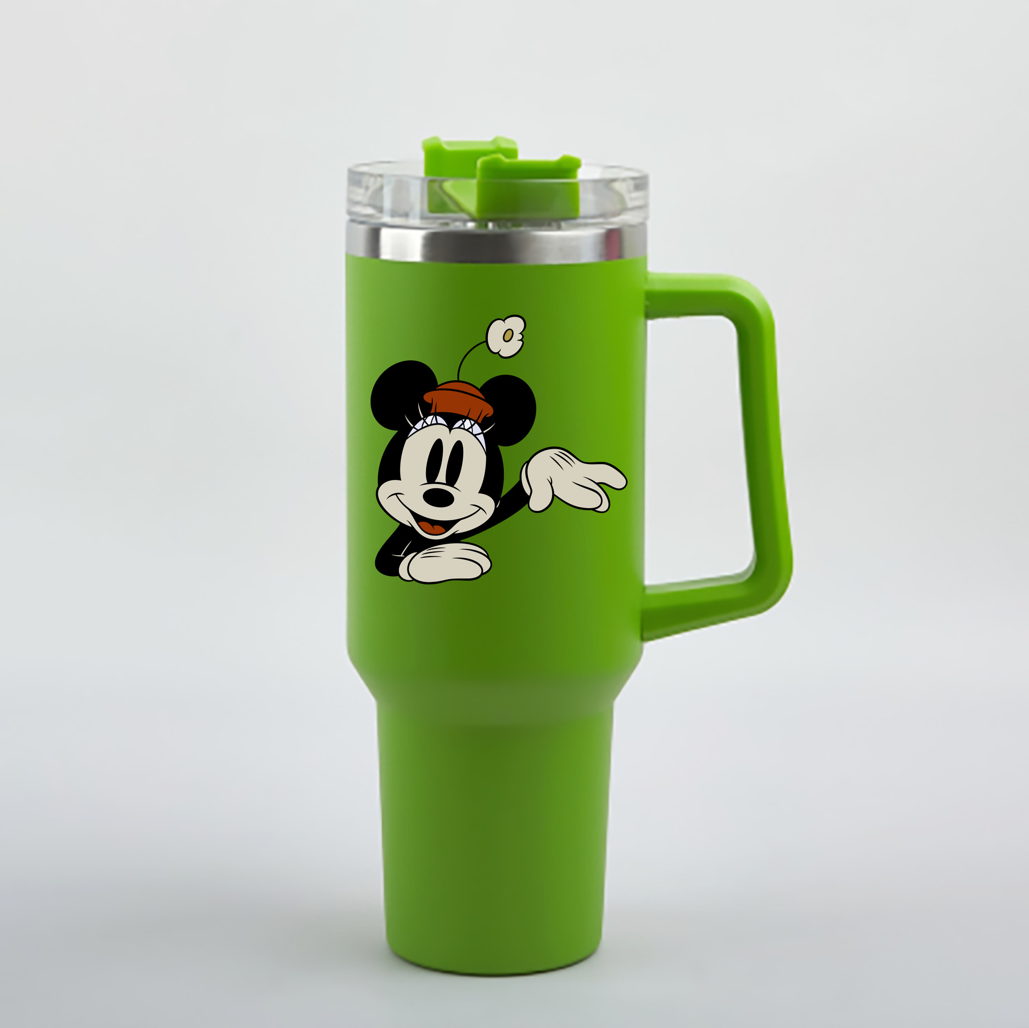 （画像用） ミッキーマウス Mickey Mouse 1200mL車用タンブラー - クリスタルステッカー（プラスチックストロー付き）